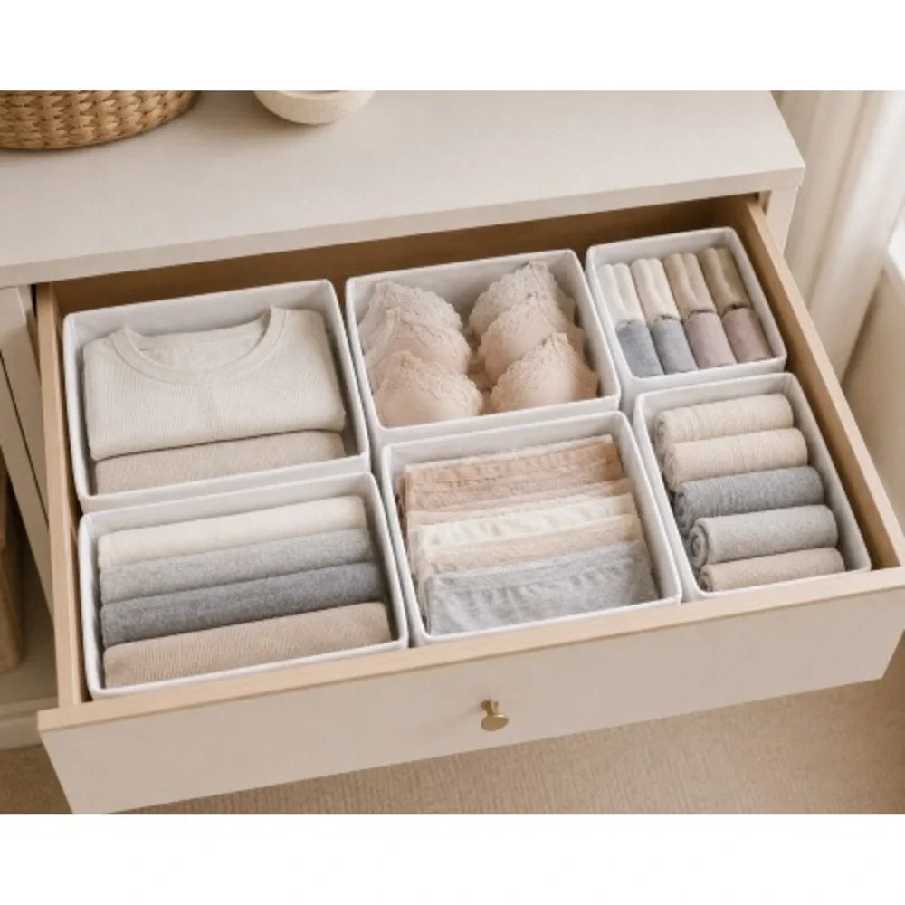 IKEA SKUBB Modern Drawer Organizer Set of 6 – White Foldable Storage